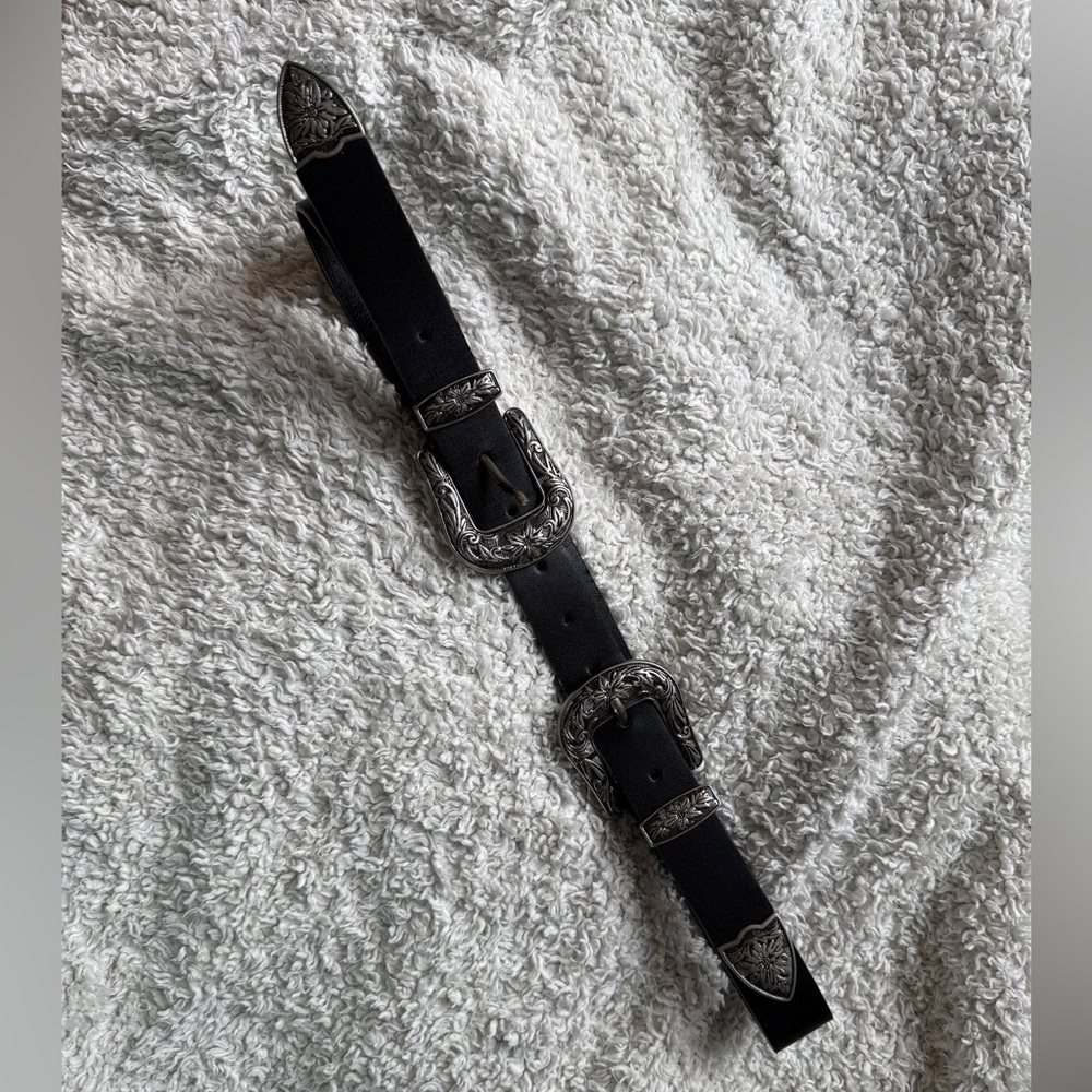 Black Belt with Silver Buckles